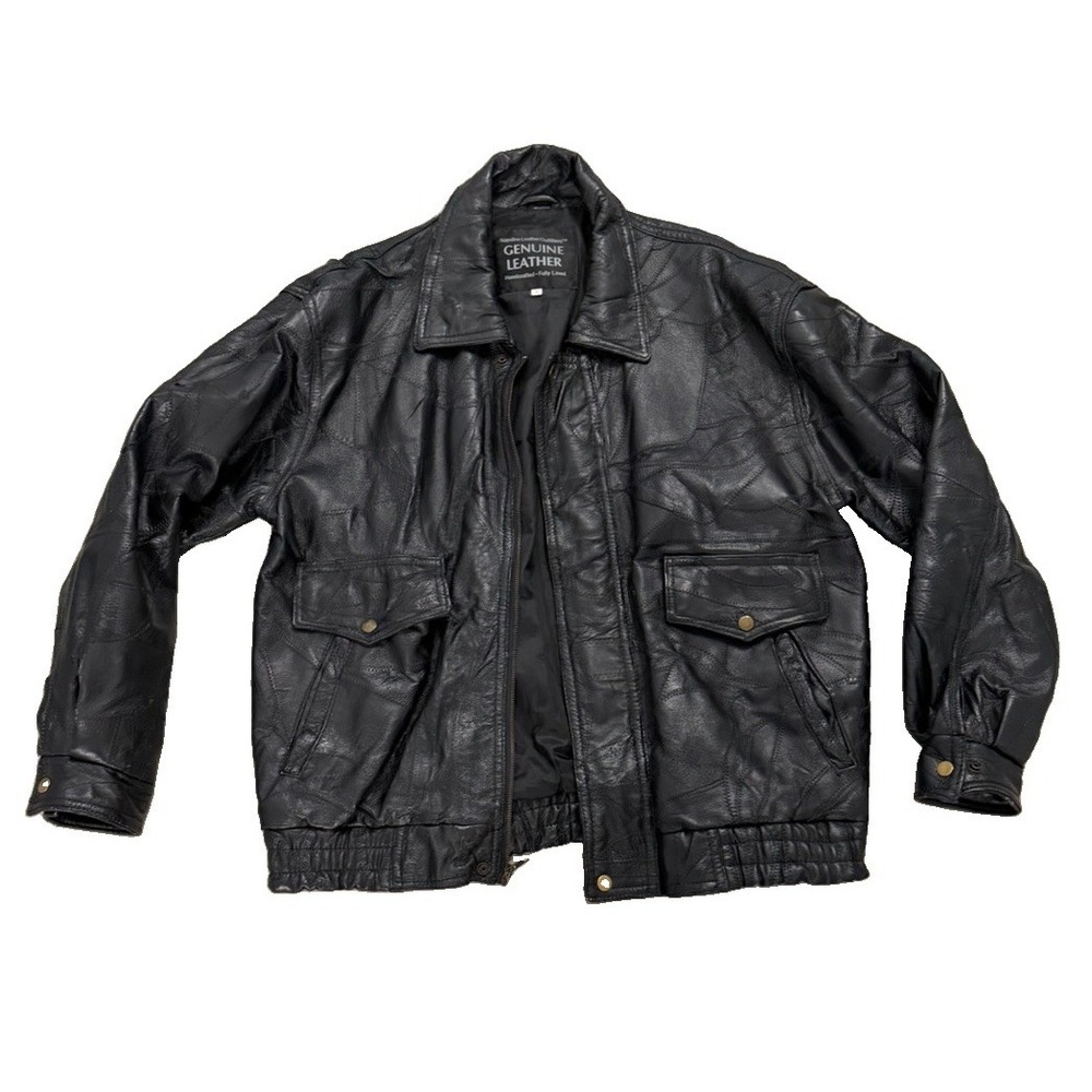Napoline Leather Outfitters Mens Small Black Genuine Leather Jacket Vintage